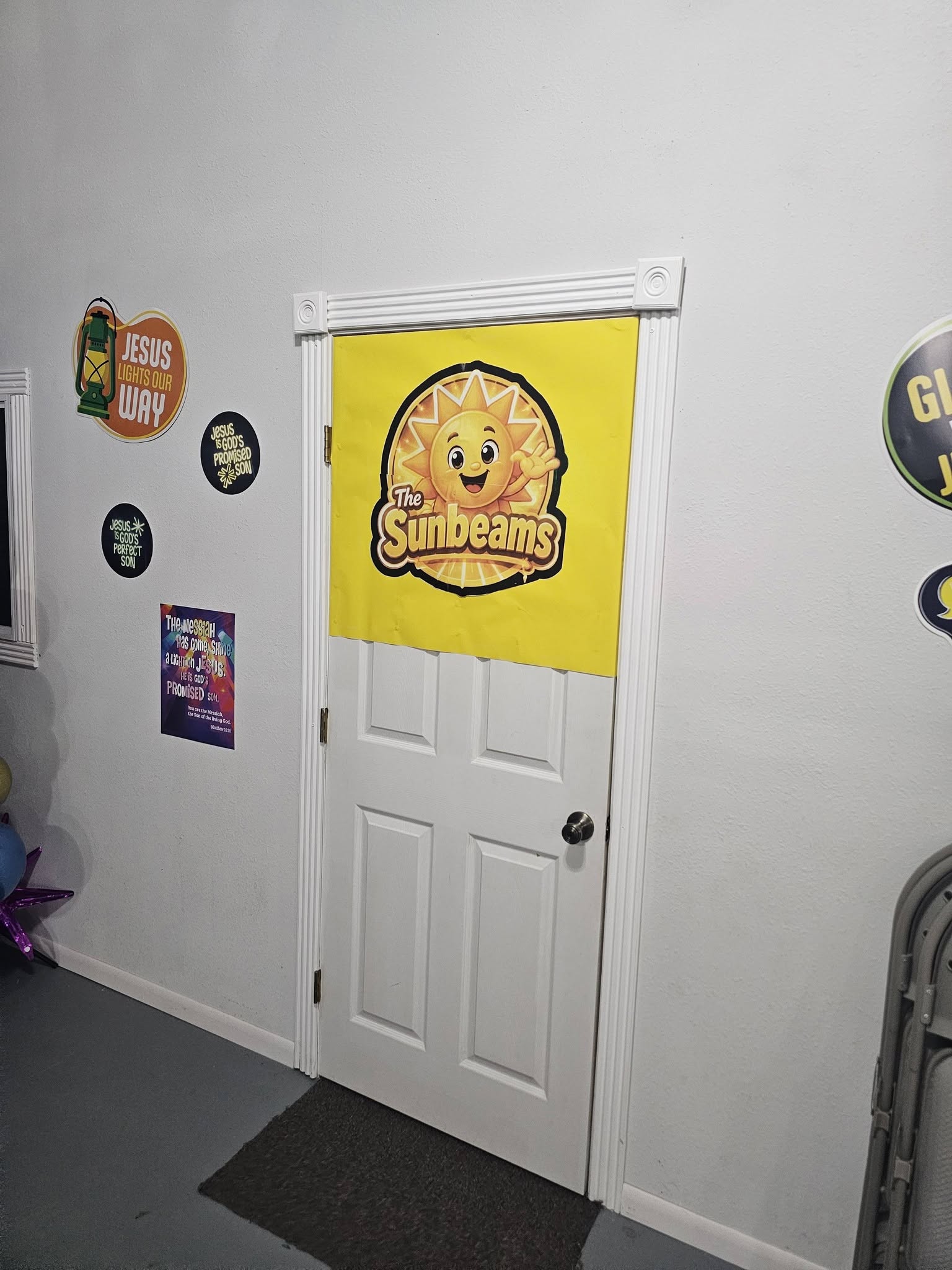 Sunbeams class door sign printed and displayed for VBS