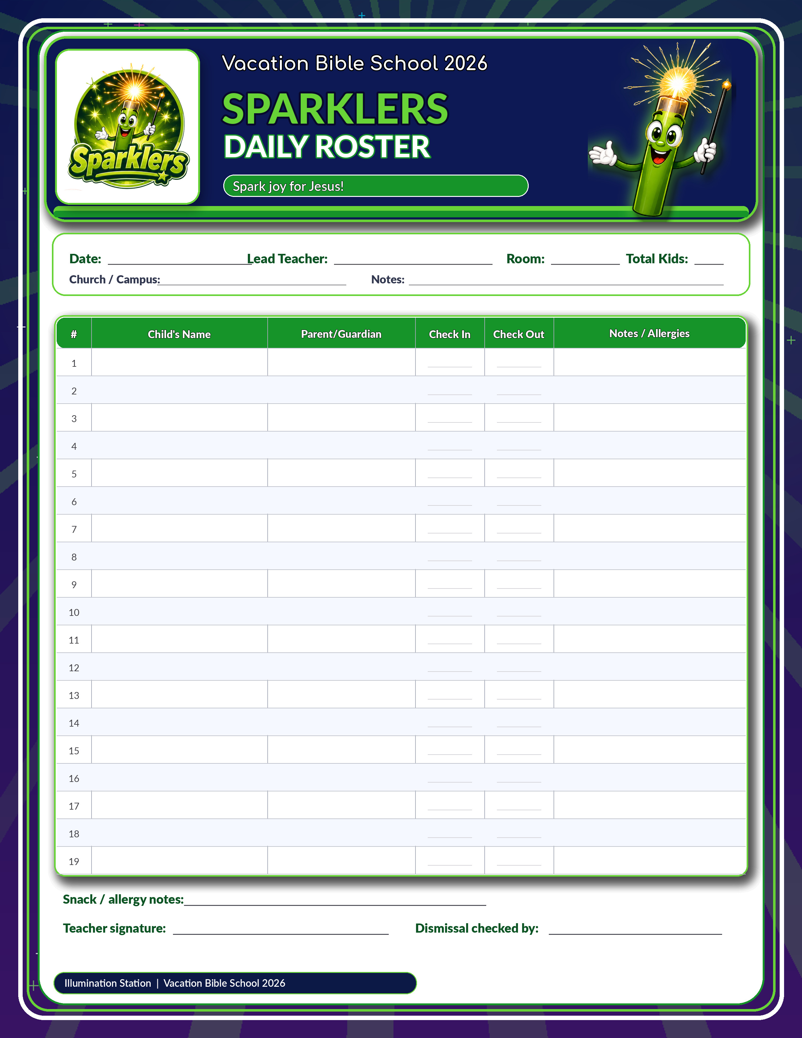 Sparklers daily roster JPG preview