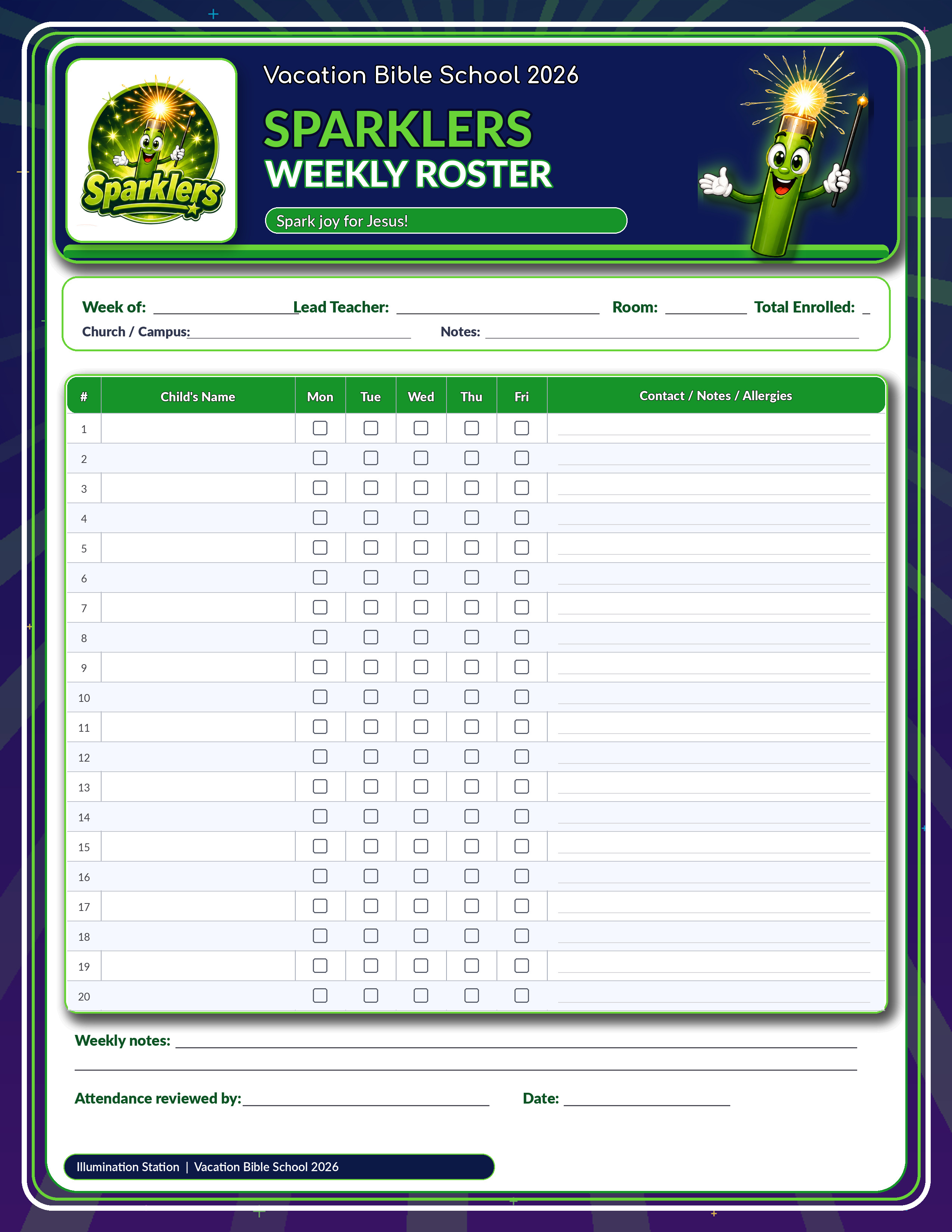 Sparklers weekly roster JPG preview