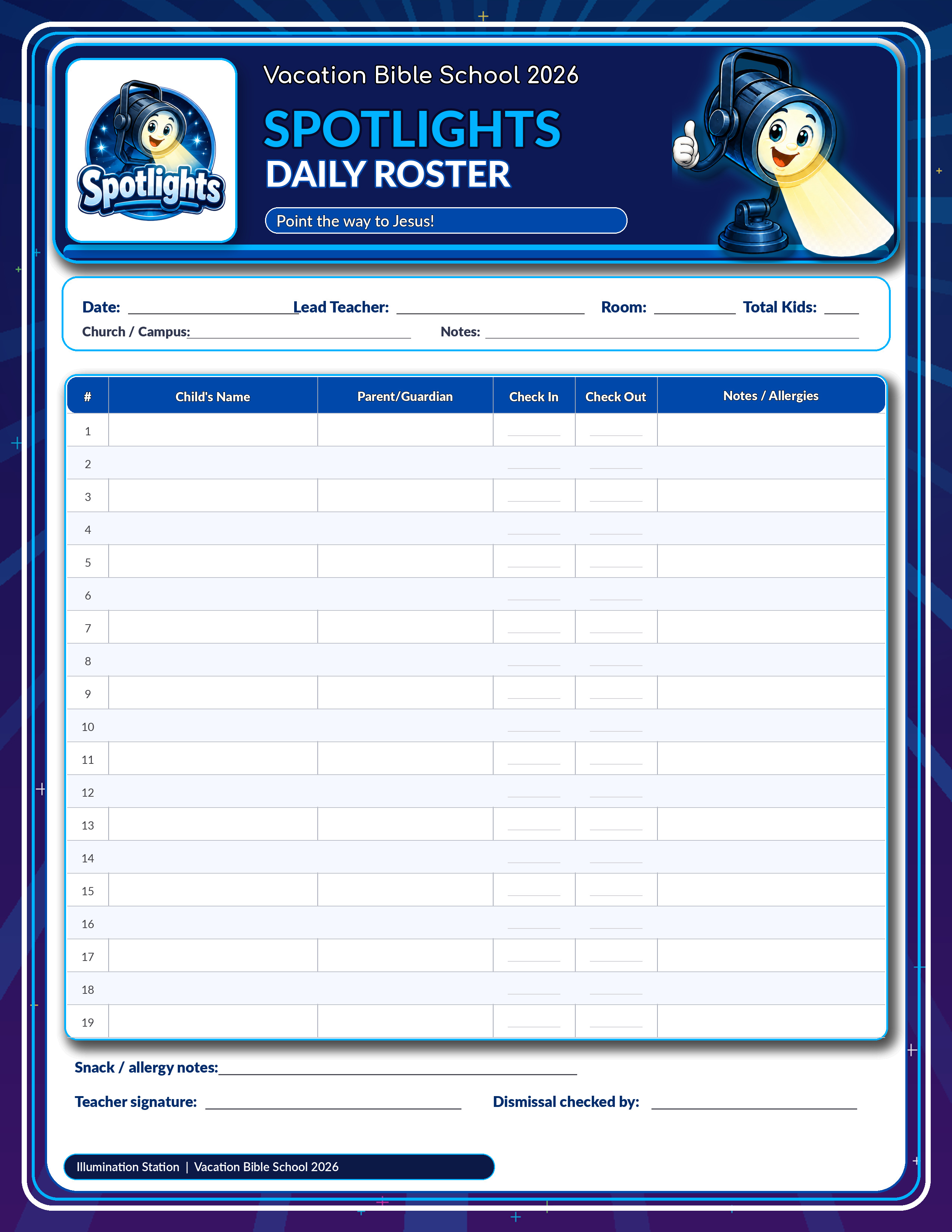 Spotlights daily roster JPG preview