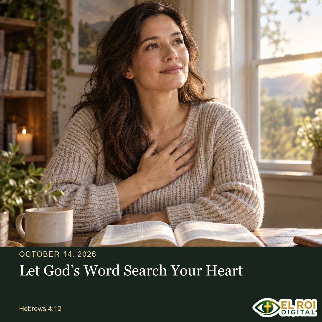 2026-10-14: Let God’s Word Search Your Heart — Hebrews 4:12. El Roi Digital devotional artwork.