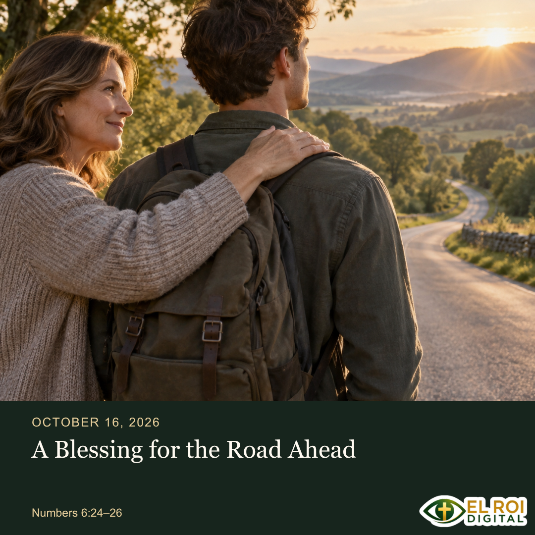 2026-10-16: A Blessing for the Road Ahead — Numbers 6:24–26. El Roi Digital devotional artwork.