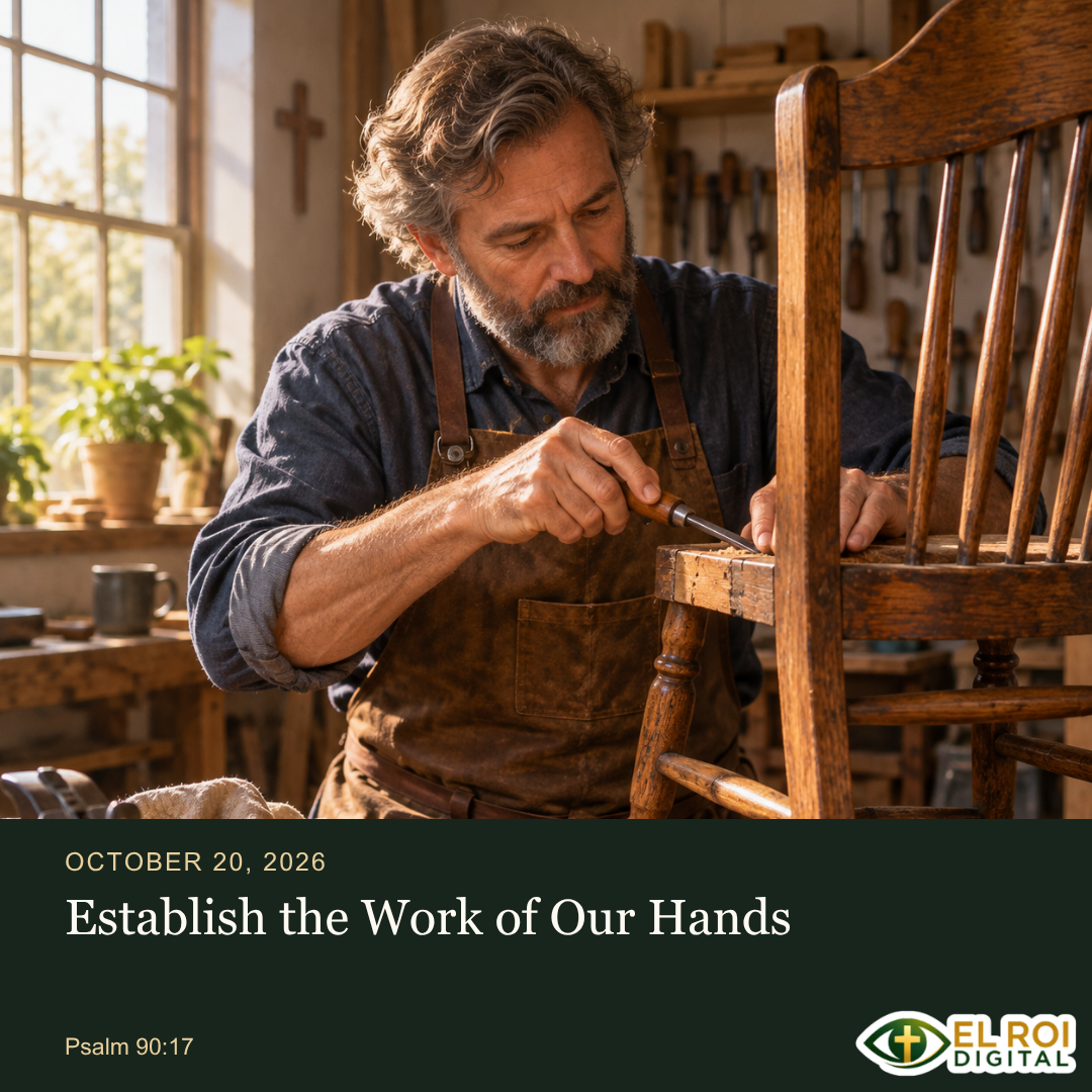 2026-10-20: Establish the Work of Our Hands — Psalm 90:17. El Roi Digital devotional artwork.
