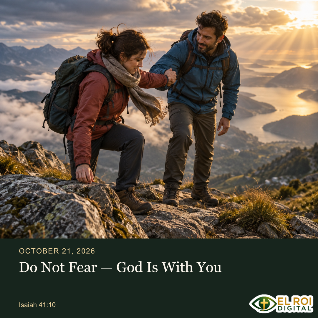 2026-10-21: Do Not Fear — God Is With You — Isaiah 41:10. El Roi Digital devotional artwork.