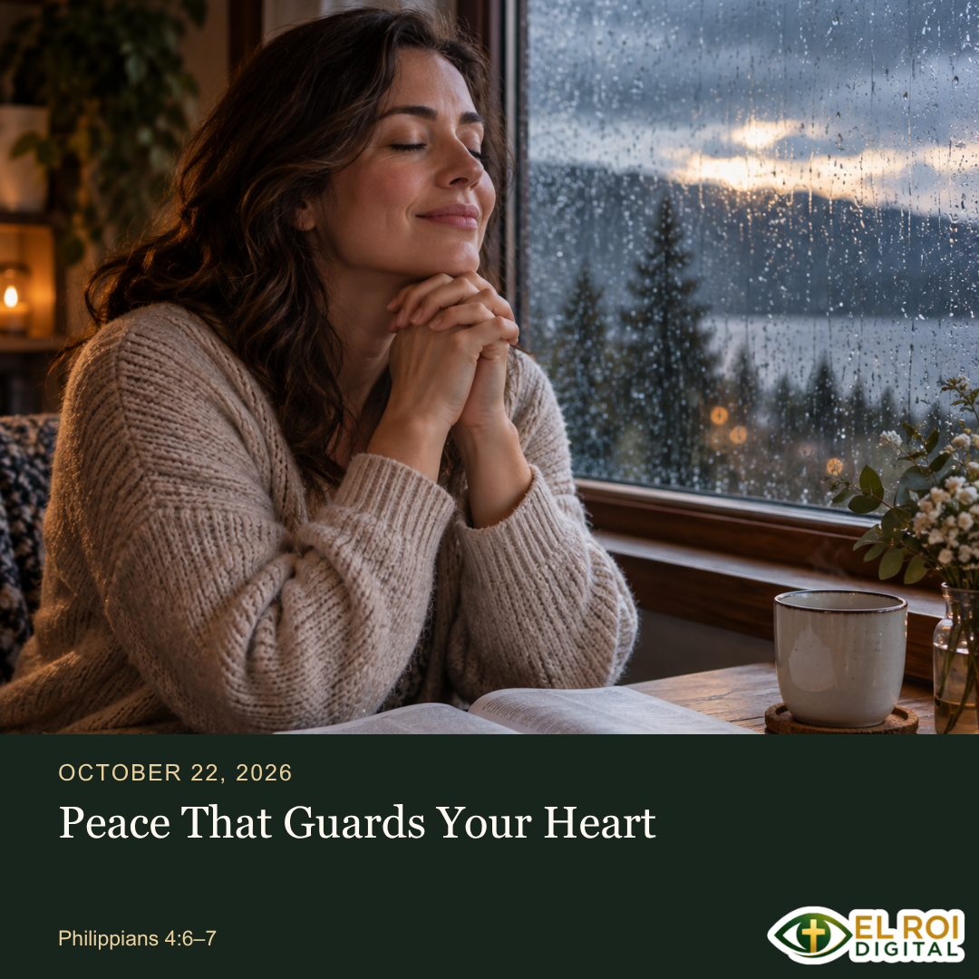 2026-10-22: Peace That Guards Your Heart — Philippians 4:6–7. El Roi Digital devotional artwork.