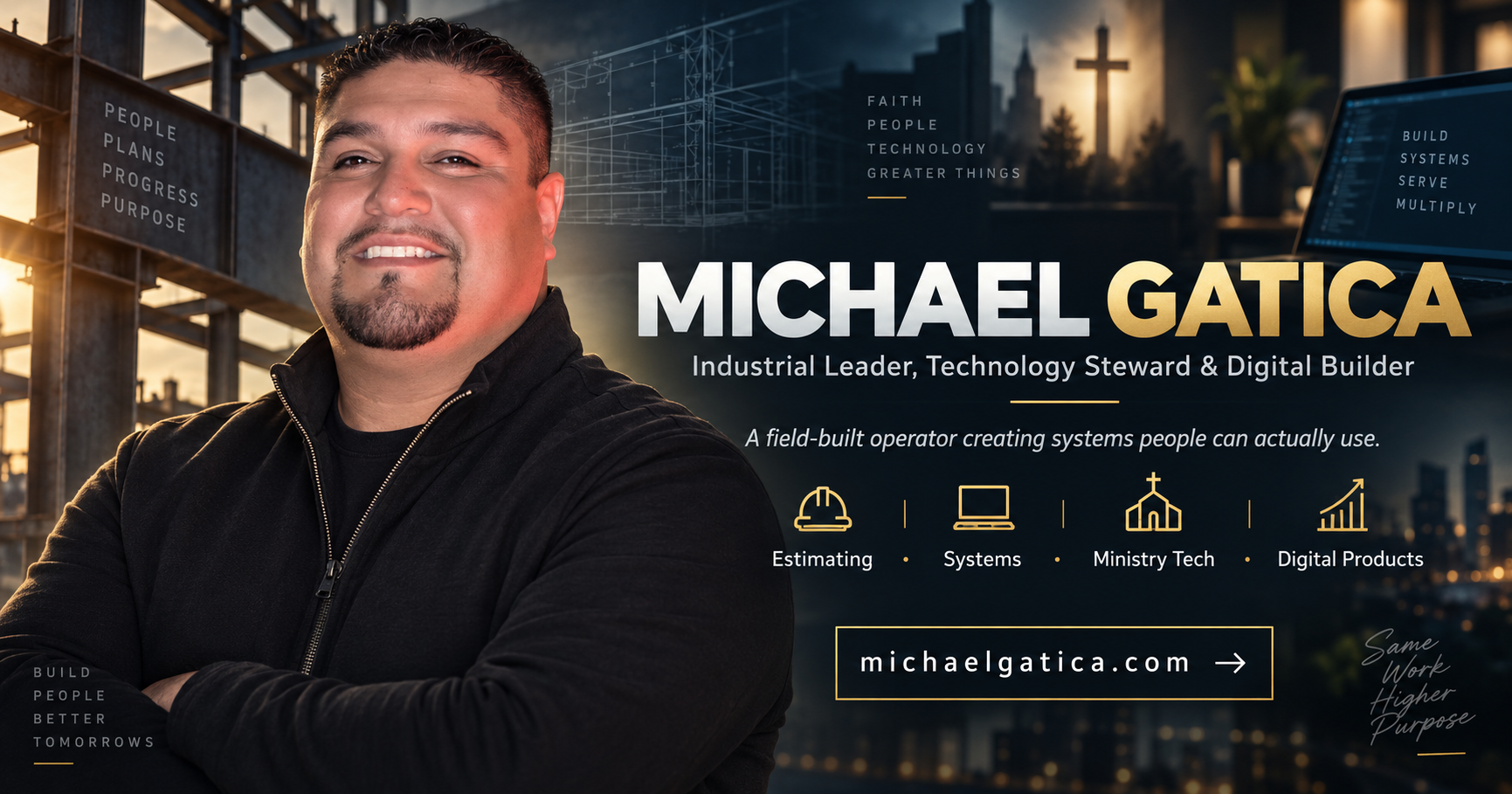 Michael Gatica with a professional overview of his industrial leadership, technology, systems, and digital product work